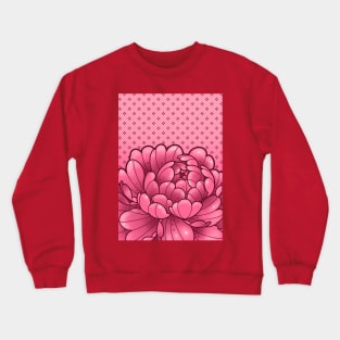 cute pink peony with wallpaper background Crewneck Sweatshirt